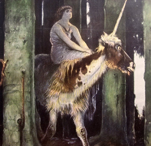 Antique unicorn postcard, 1910s