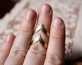 Vintage Chevron Adjustable Brass Rings - Set of 2