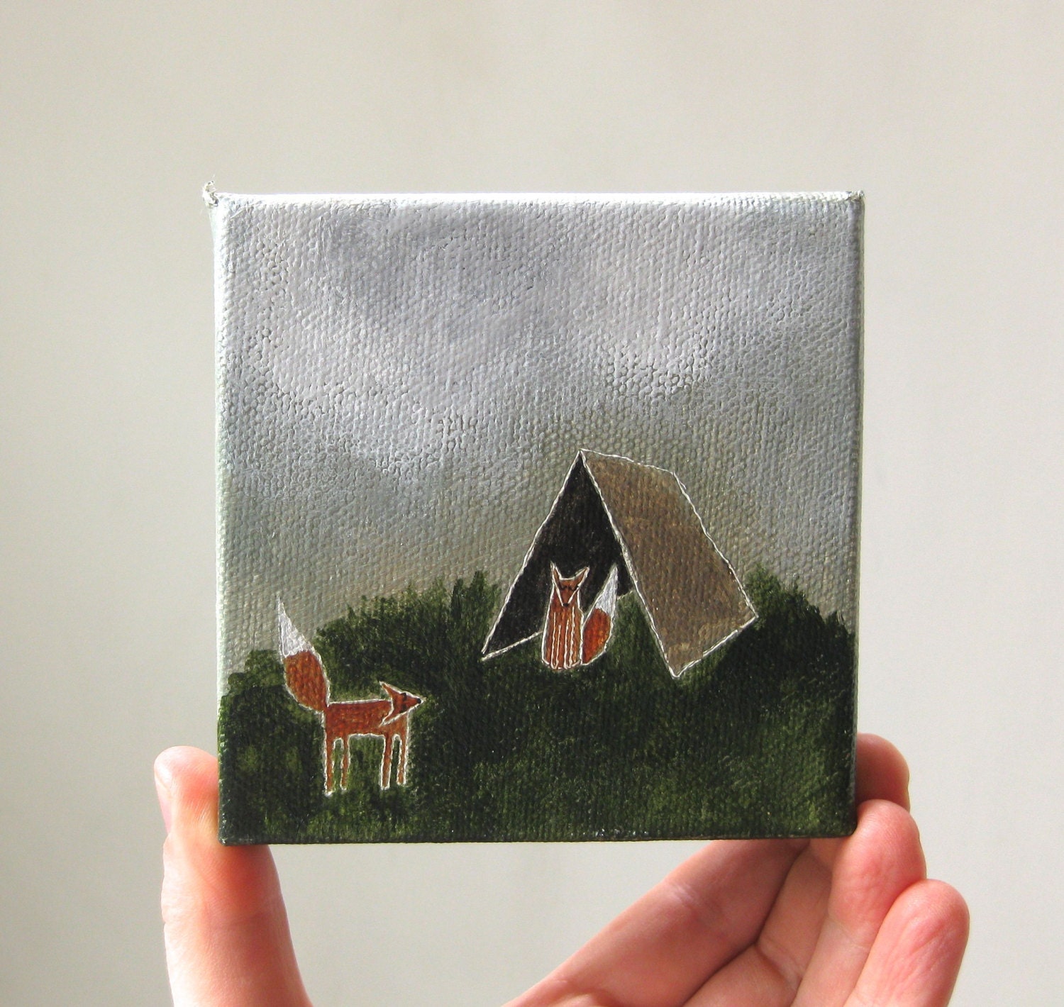 RESERVED camping trip  / original painting on canvas