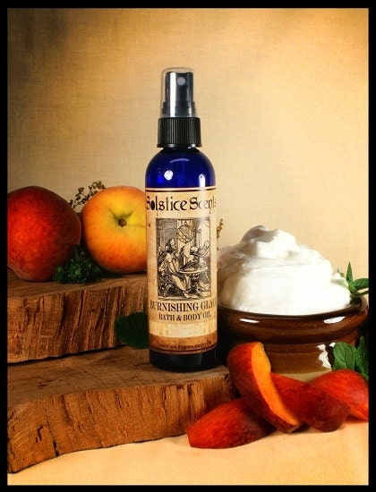 Chantilly Cream Burnishing Glace - Dry Oil Body Spray - Fluffy Whipped Cream, Peach Nectar, Vanilla & Yellow Mandarin EO 4 oz.