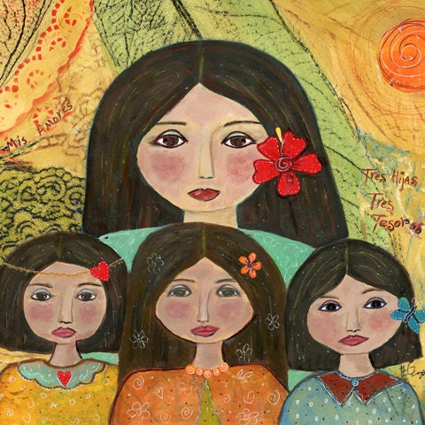 Three Daughters Small Ceramic Tile