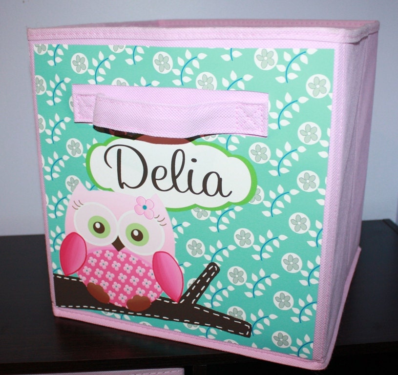 Sweet Little Owl Fabric Bin Girl's Bedroom Baby Nursery Organizer for Toys or Clothing