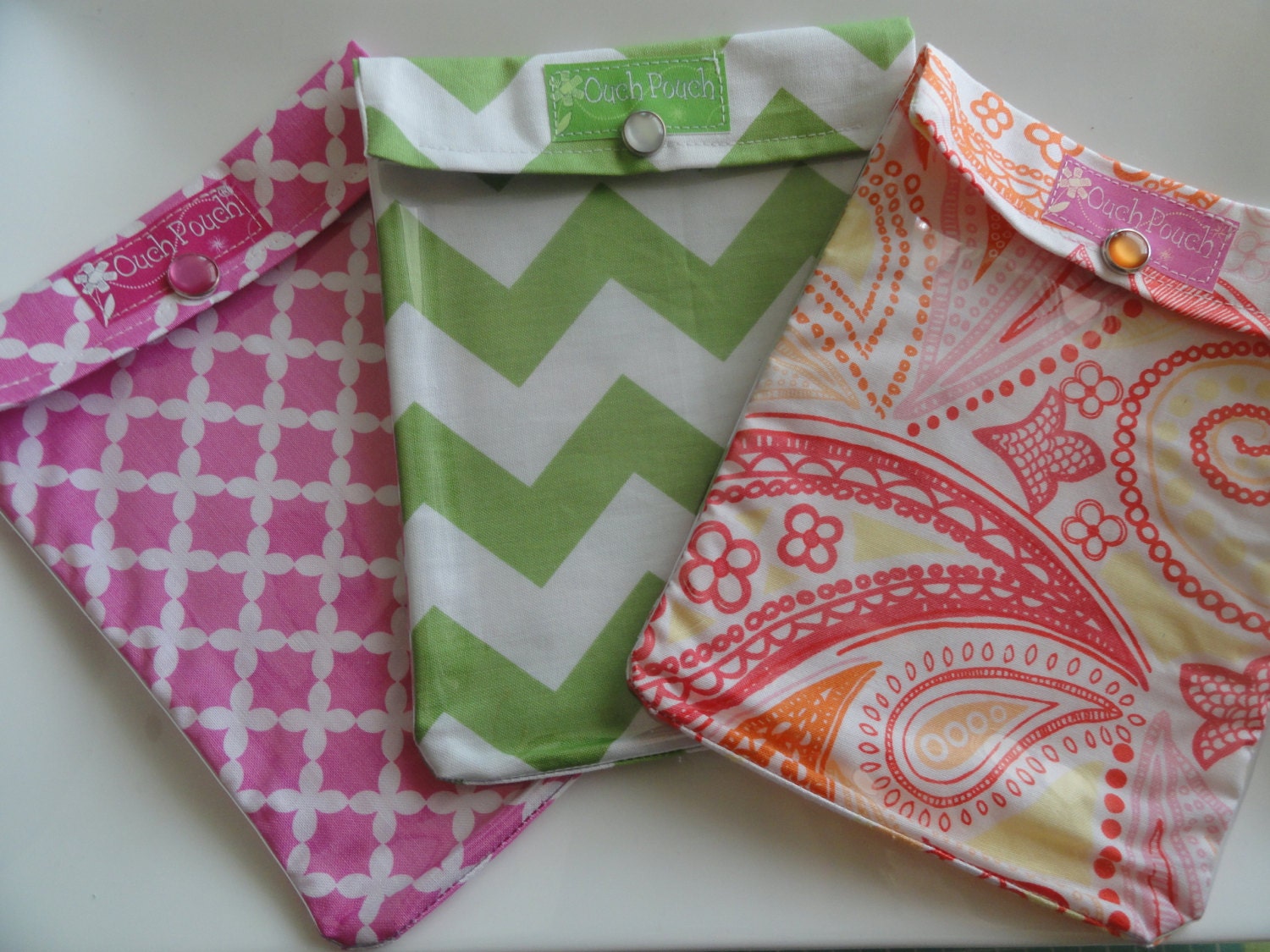 May Sale 3 pack of 5x7 Ouch Pouches First Aid Organizers for Diaper Bag or Purse (YOU CHOOSE FABRICS) New Mom Gifts Under 10