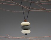 Necklace of beach stones , cairn of beach stones,neutrals, meditative, zen, adjustable cord
