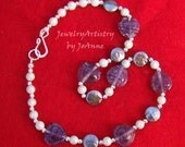 Choker Necklace - Coin Pearls & Hearts Handmade - P280 - By Jewelry Artistry