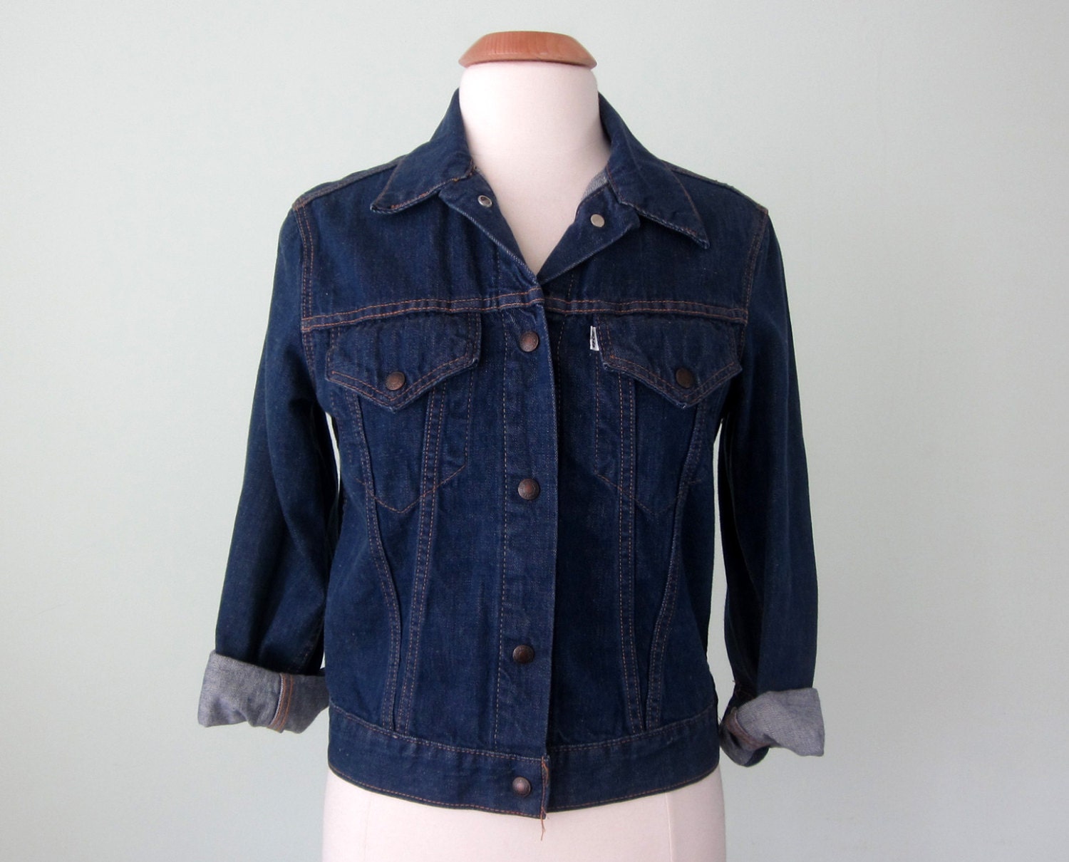 70s denim jacket / BIG E Levis blue jean medium wash classic (s - m)