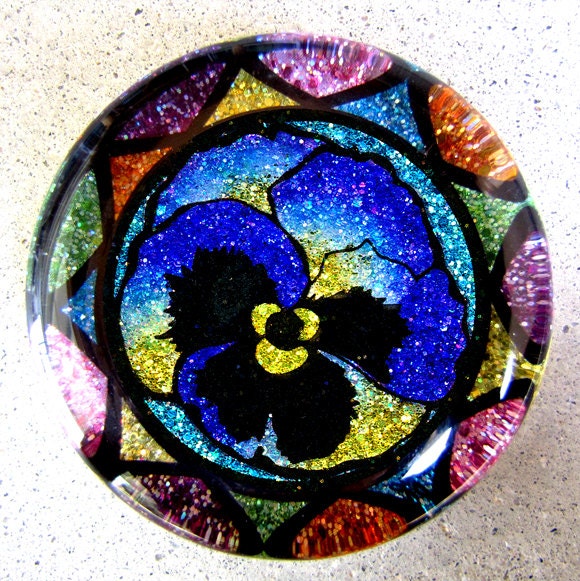 Glitter Pansy Paperweight