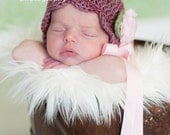 On Sale Merino Newborn Baby Bonnet, Wine Colored Baby Girl Hat