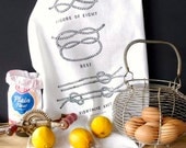 GREY Tea Towel nautical knot design original screen print kitchen towel kitchen decor nautical