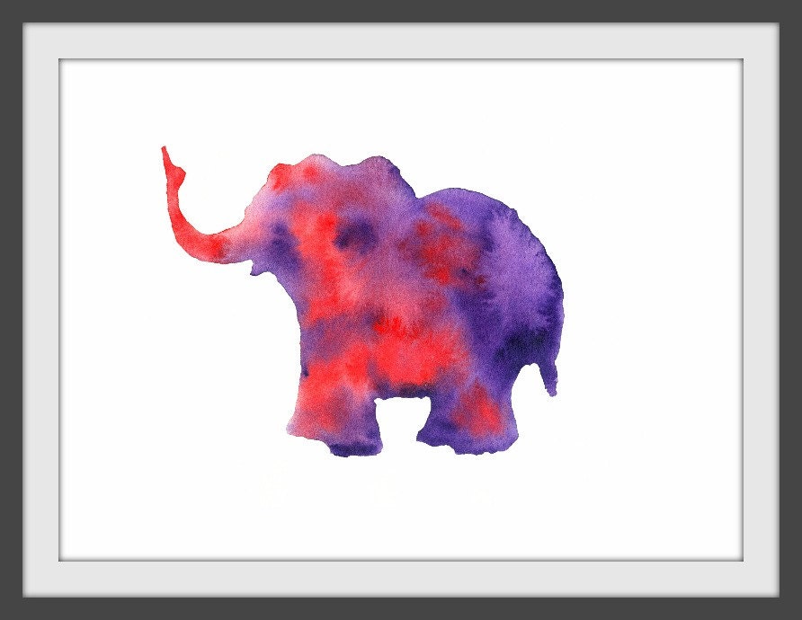 elephant watercolor print: 8.5 x 11