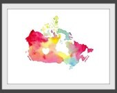 i love canada watercolor map print: 8.5 x 11