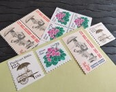 Spring in the City  .. UNused Vintage Postage Stamps  .. post 5 letters