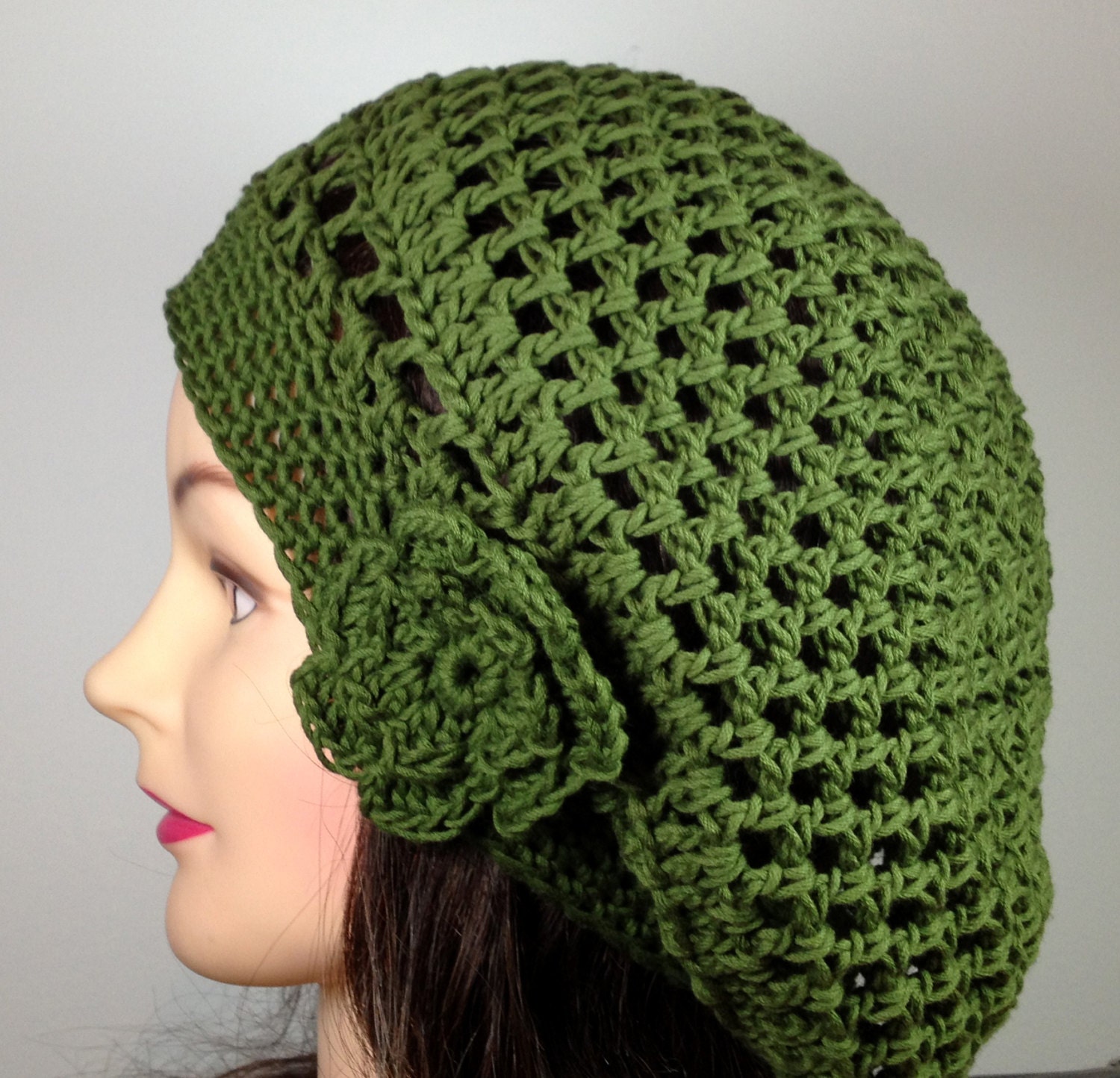 Organic Cotton Tam, Beret Hat in Grass Green