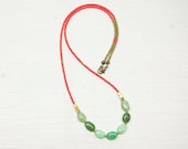 Mint and Coral Beaded Necklace // Chrysoprase and Brass // Seed and Stone No5