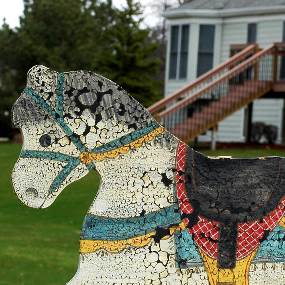 SHABBY CHIC peeling paint horse...   L
