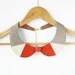 Coral and Gray Leather Collar Bib Necklace Peter Pan Detachable Art Deco
