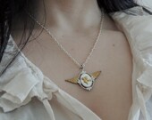 time to fly necklace- raw brass wings