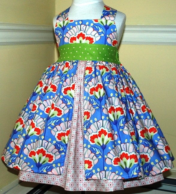 Good Fortune sundress with double layer skirt and criscross back and sash