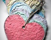 20 Plantable Heart Tags Or Favors (Made From 100% Recycled Handmade Paper Embedded With Wildflower Seeds) you choose color and twine