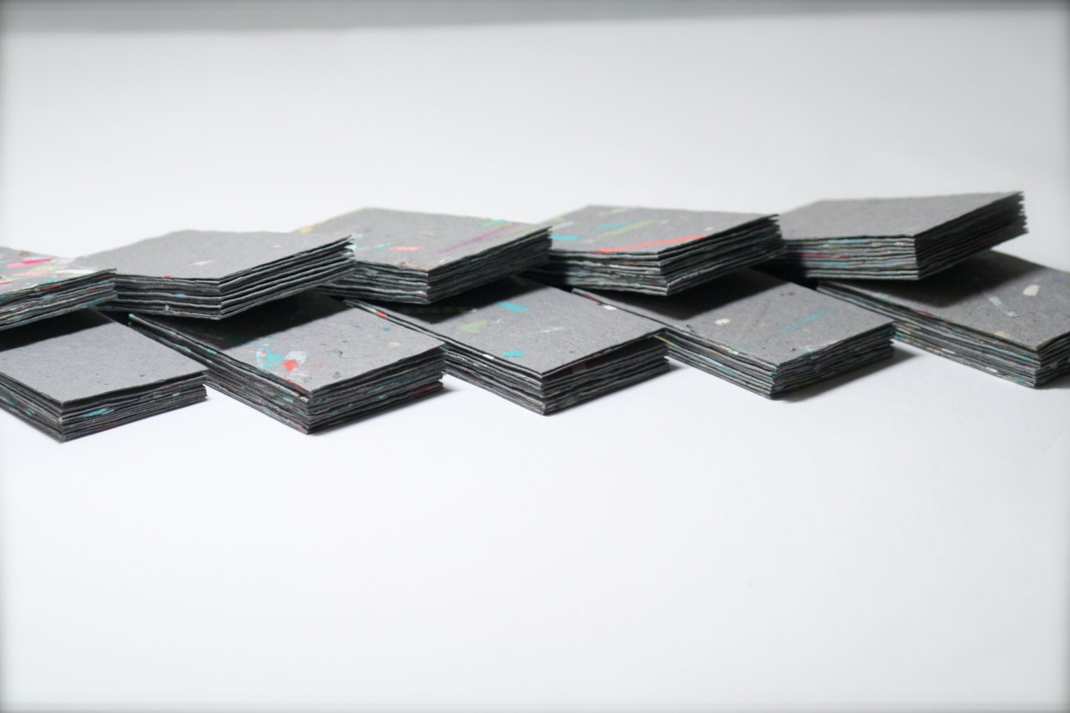 100 Blank Business Cards (Made From 100% Recycled Handmade Paper) In Slate With Confetti