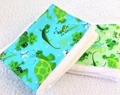 SALE Blue and Green Frogs, Lizards, Turtles, & Bugs Diaper Burp Cloths -  set of 2