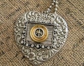 Peace from My Heart Altered Art Pendant Necklace OOAK