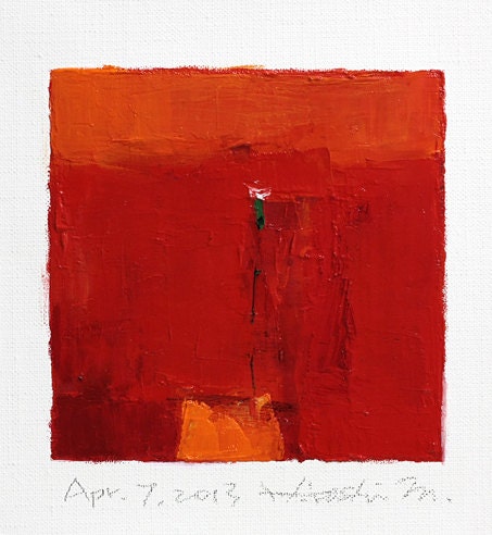 Apr. 7, 2013 - Original Abstract Oil Painting - 9x9 painting (9 x 9 cm - app. 4 x 4 inch) with 8 x 10 inch mat