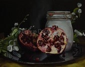 Still Life Pomegranate - art original oil painting