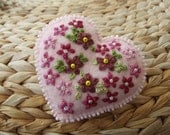 Hand Embroidered Pale Pink Coloured Felt Pin