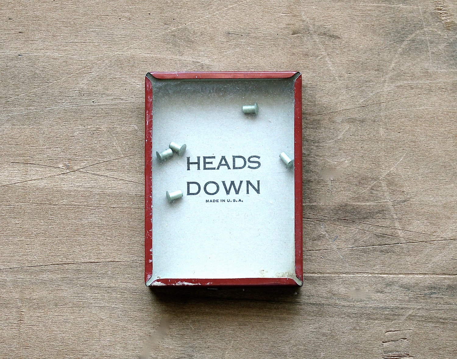 Heads Down - Antique Dexterity Game - Collectible - Red - Rustic - Tin - Vintage Game