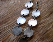 Nomad Earrings- Sterling Silver Hammered Disc Dangle Earrings  Rustic Textured Silver Earrings