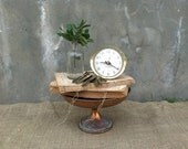 Vintage - Copper Compote - Pedestal - Vignette Display - Rustic Cottage Farmhouse CHIC - Patina