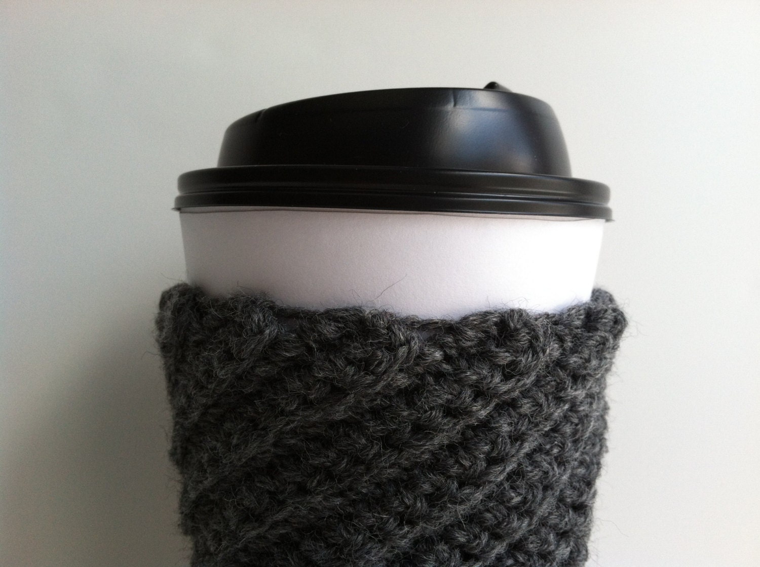 Crochet Coffee Cup Sleeve - Charcoal Gray