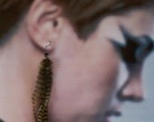 Olivine and Black Feather Earrings