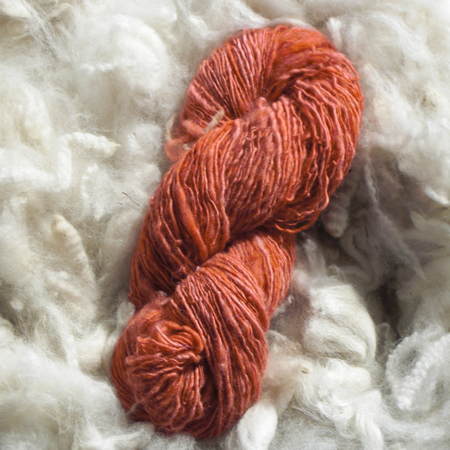 Handspun brickred gotland wool yarn