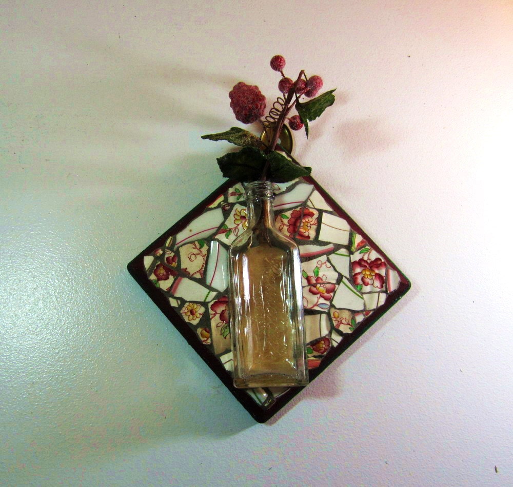 Hanging Mosaic Vase Vintage Glass Bottle