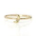 Diamond Crescent Moon Ring in 14k Gold - Thin hammered Gold Stacking Ring with Moon and Diamond