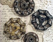 PRICE REDUCED - 4 vintage metal outdoor faucet knobs - perfect for the altered artist - no 384