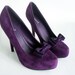 fabric shoe clips in purple cotton sateen bow