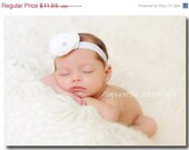 SPRING SALE Baby Headband - White Flower Headband - Infant Headband - Toddler Headband - Newborn White Headband - Flower Clip on White Stre
