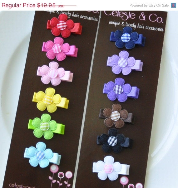 SPRING SALE Infant Hair Bows - Infant Hair Clips - Toddler Hair Clips - Rainbow - 12-Pack Small Alligator Clips - Babies, Infants, Toddlers