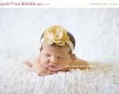 MEMORIAL DAY SALE Baby Headband - Newborn Headband - Flower Headband - Toddler Headband for Girls -Beige/Ivory Flower Clip on Stretch Headb