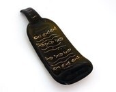 fused glass Curved  brown Wine Bottle Serving Tray,  Recycled glass  artworke (retro fise  pattern)