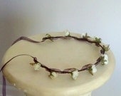Flower Crown Purple Ivory Bride Headwreath bridal Hair flower accessory by Michele at AmoreBride Hairpiece flower girl halo hairwreath