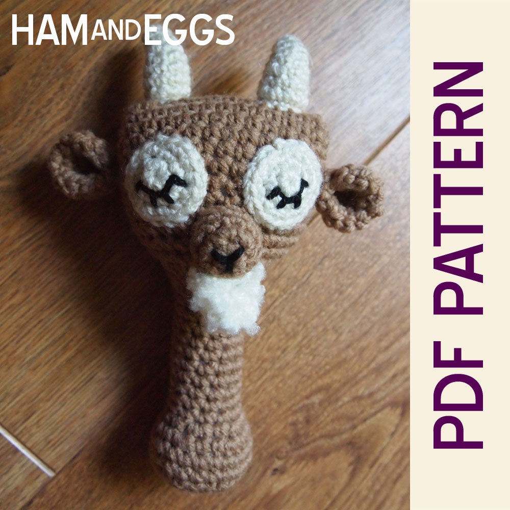 Amigurumi Sleepy Billy Goat Baby Rattle Pdf Pattern