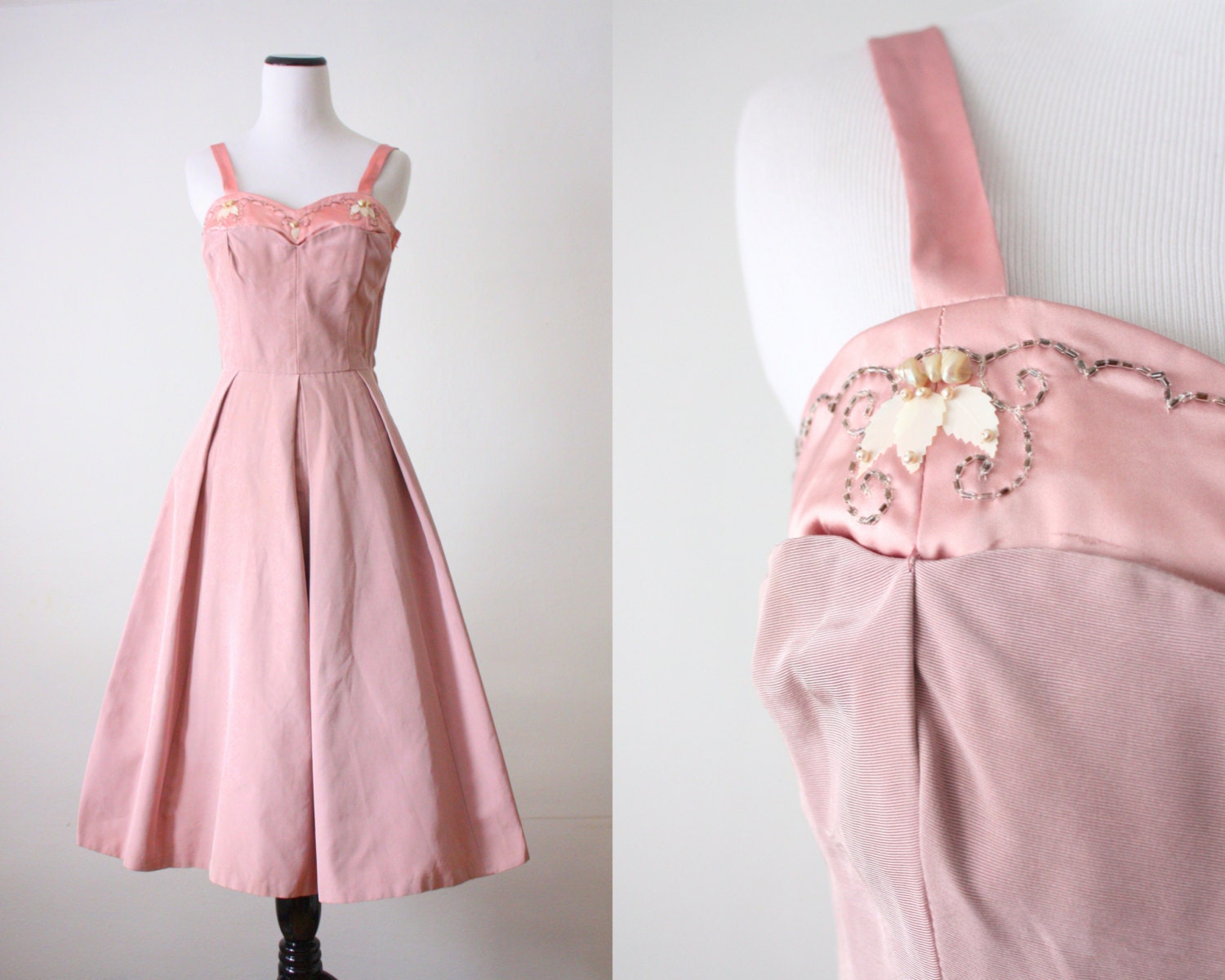 50s dress - 1950's blush pearl dress