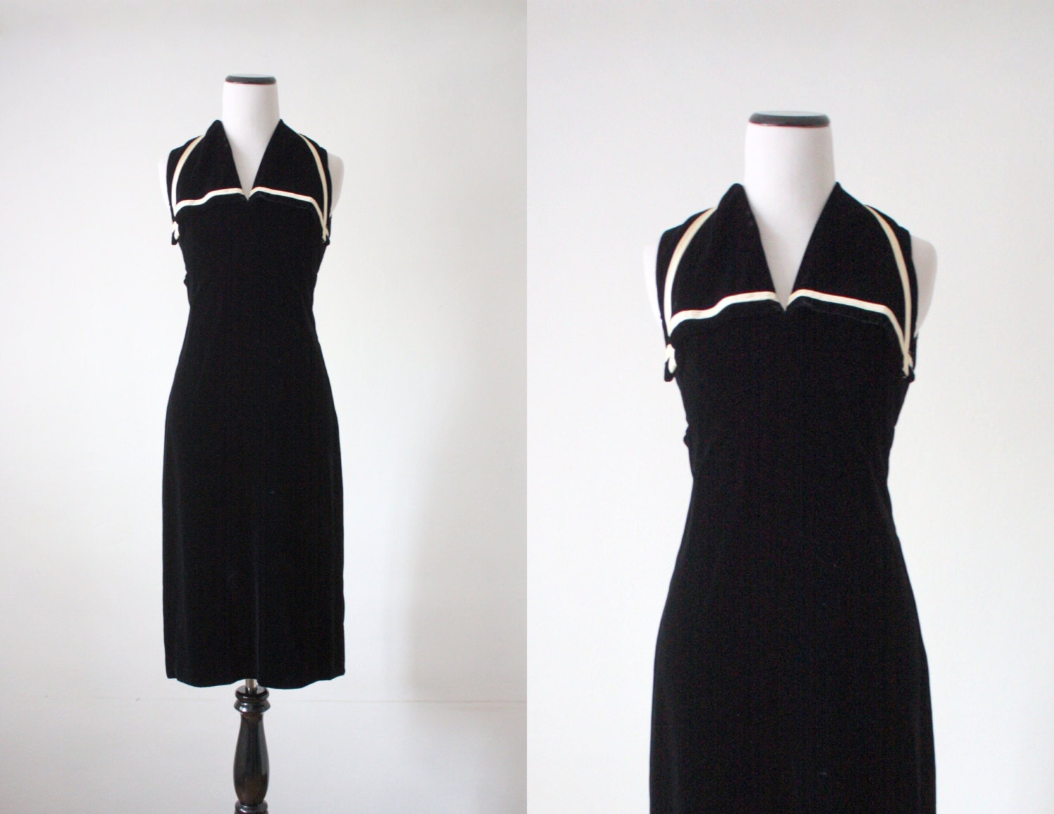 1960's dress - velvet sailor dress