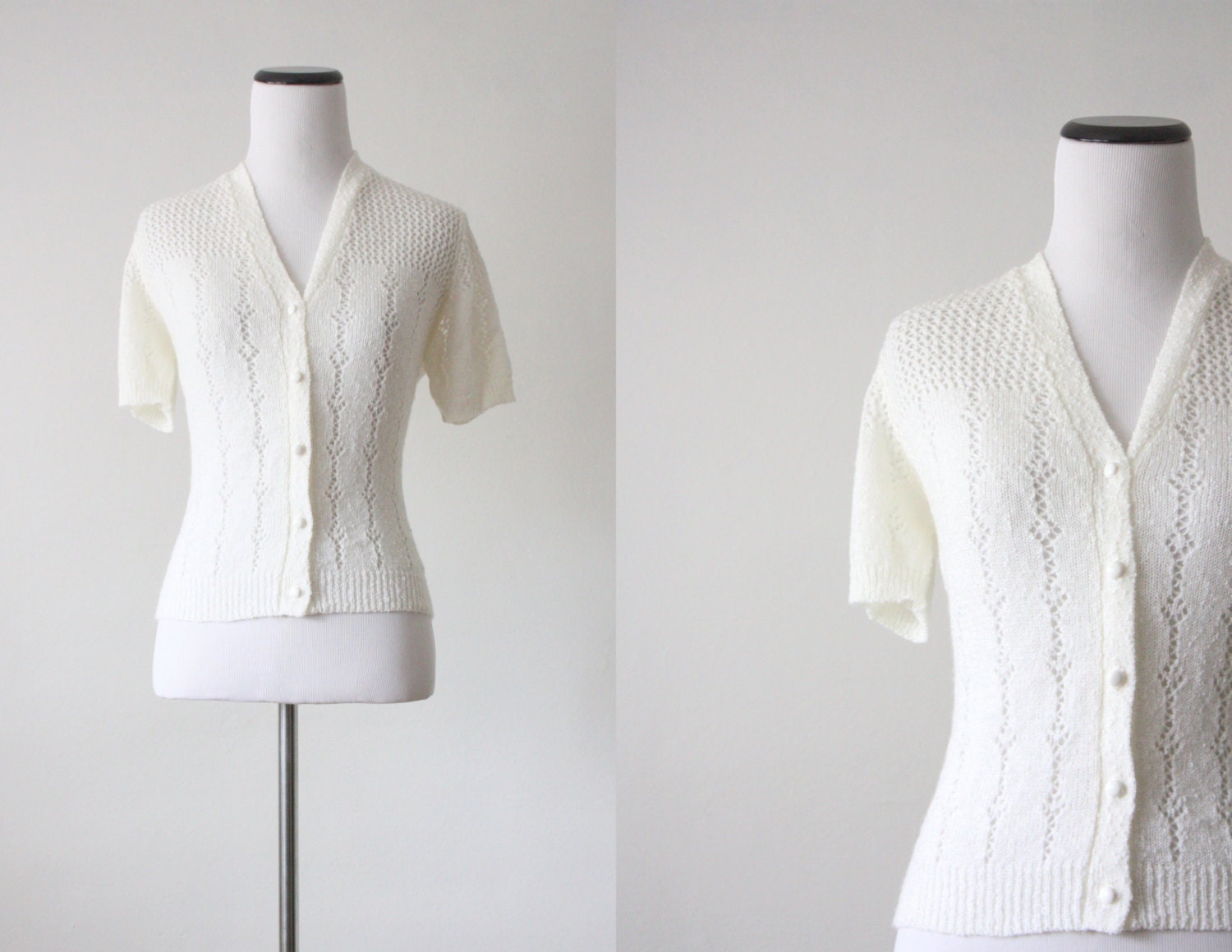 1970's short sleeve eyelet cardigan