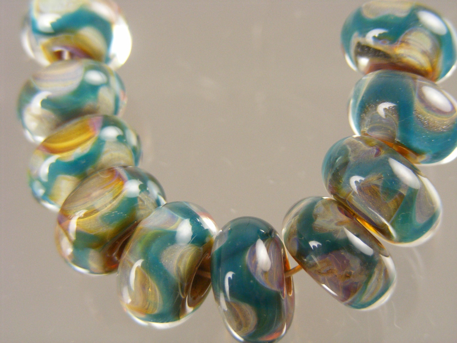 Boro beads Lampwork Glass Bead Set (10) ---  Luxor