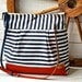 BEST SELLER Diaper bag / Messenger bag STOCKHOLM Navy blue and white geometric nautical striped  Leather / Featured on The Martha Stewart